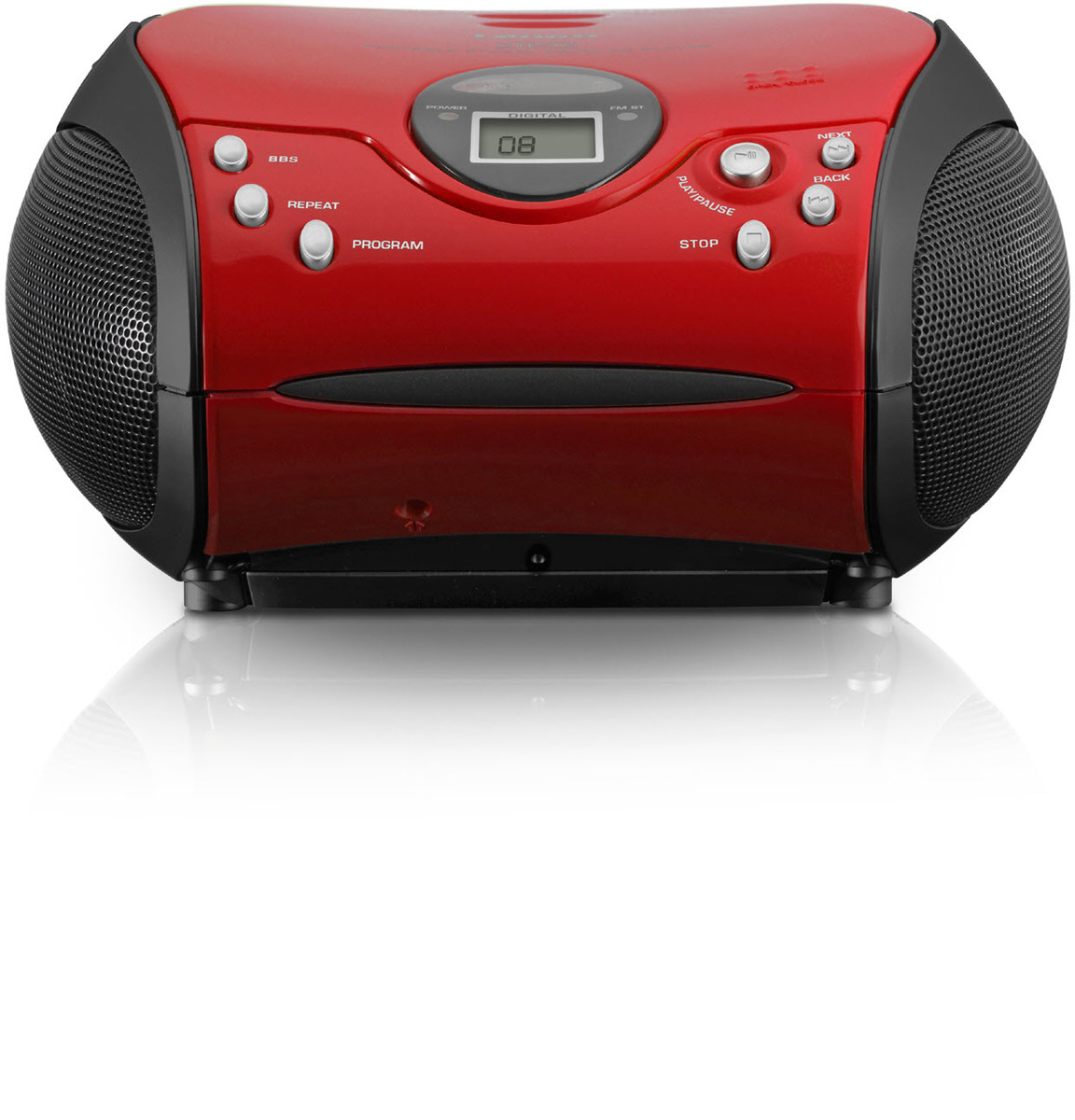 Lenco SCD-24 Stereo UKW-Radio mit CD-Player -Rot/Schwarz-