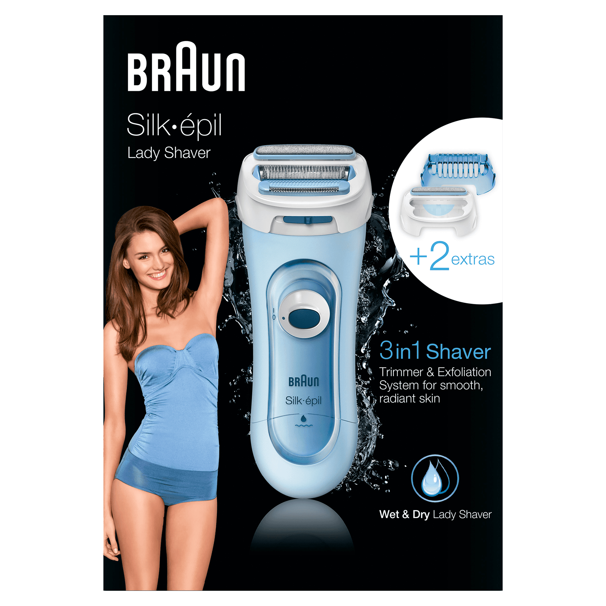 Braun Silk-épil 3 81653271 Damenrasierapparat 3 Kopf/Köpfe Trimmer Blau