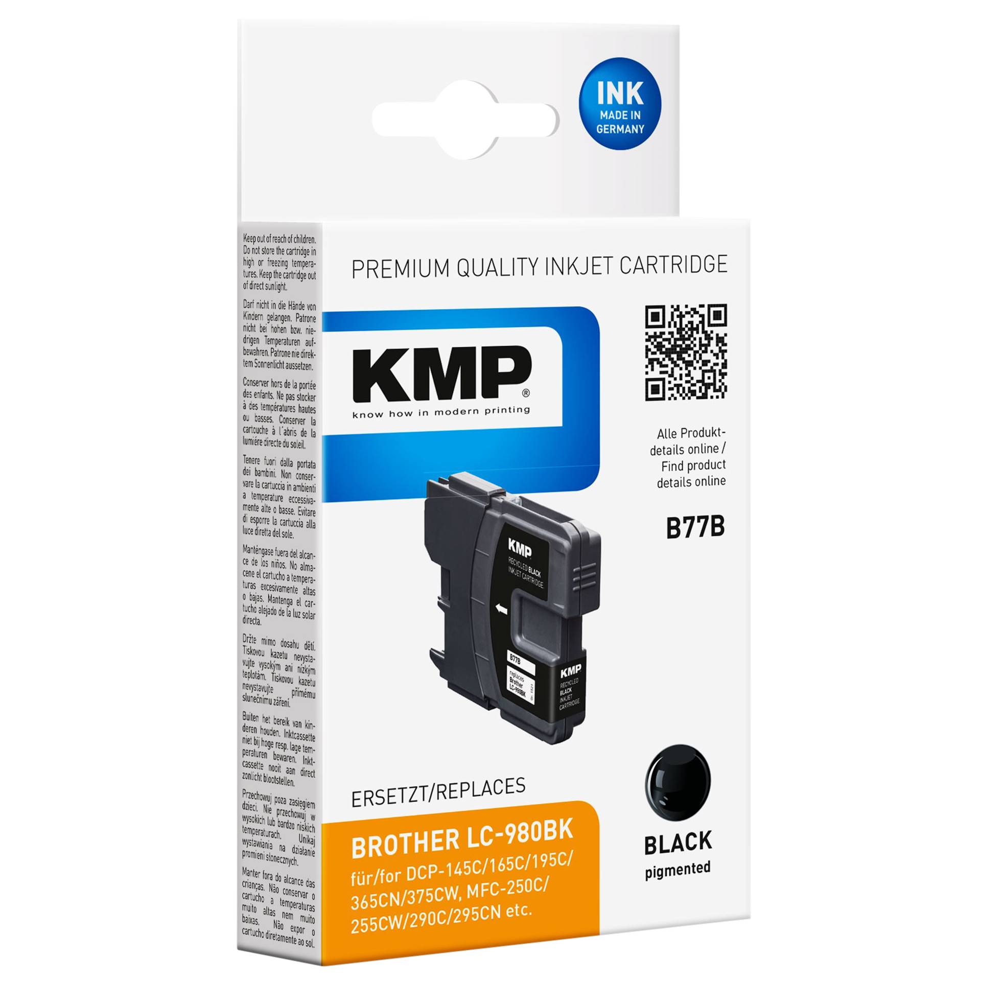 KMP B77B Tintenpatrone schwarz kompatibel mit Brother LC-980 BK