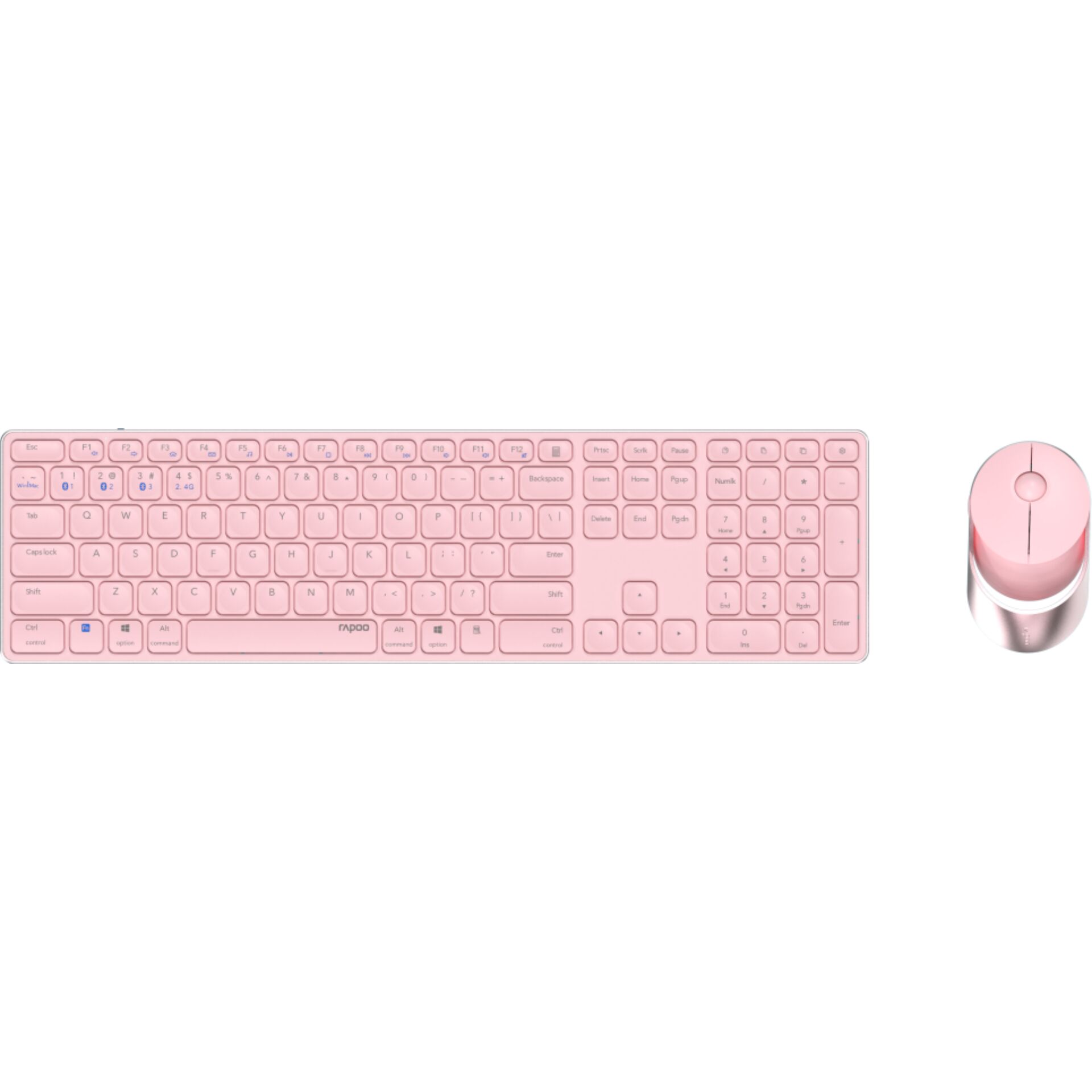 Rapoo 9850M Pink QWERTZ Kabelloses Multi-Mode-Deskset