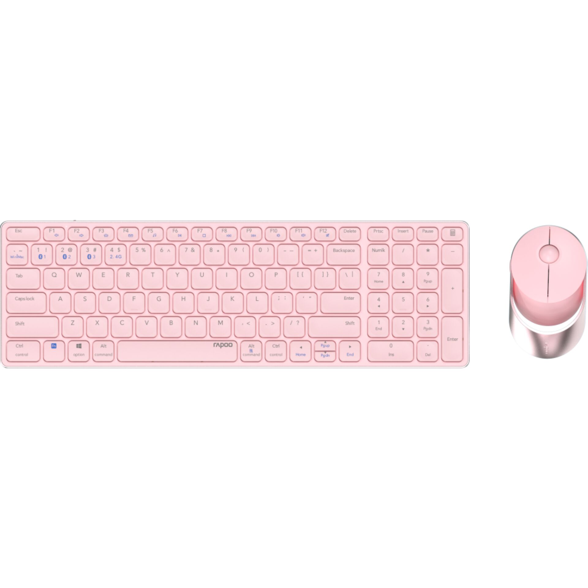 Rapoo 9750M Pink QWERTZ Kabelloses Multi-Mode-Deskset