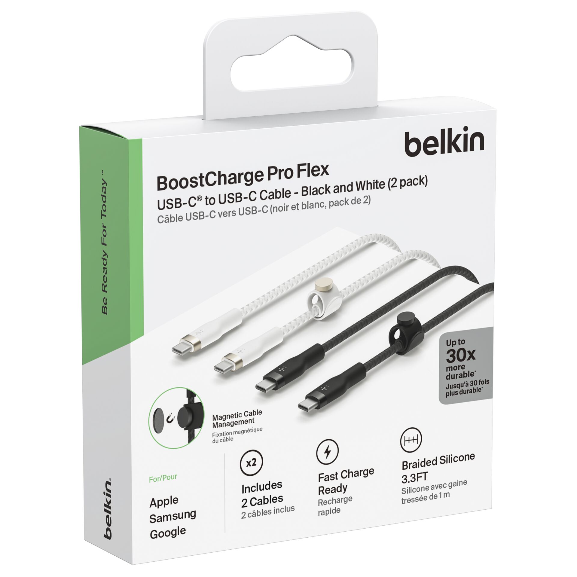 1x2 Belkin PRO Flex-gefl.Sil. 1m USB-C/USB-C s+w  CAB011bt1MBW2PK 817749_01