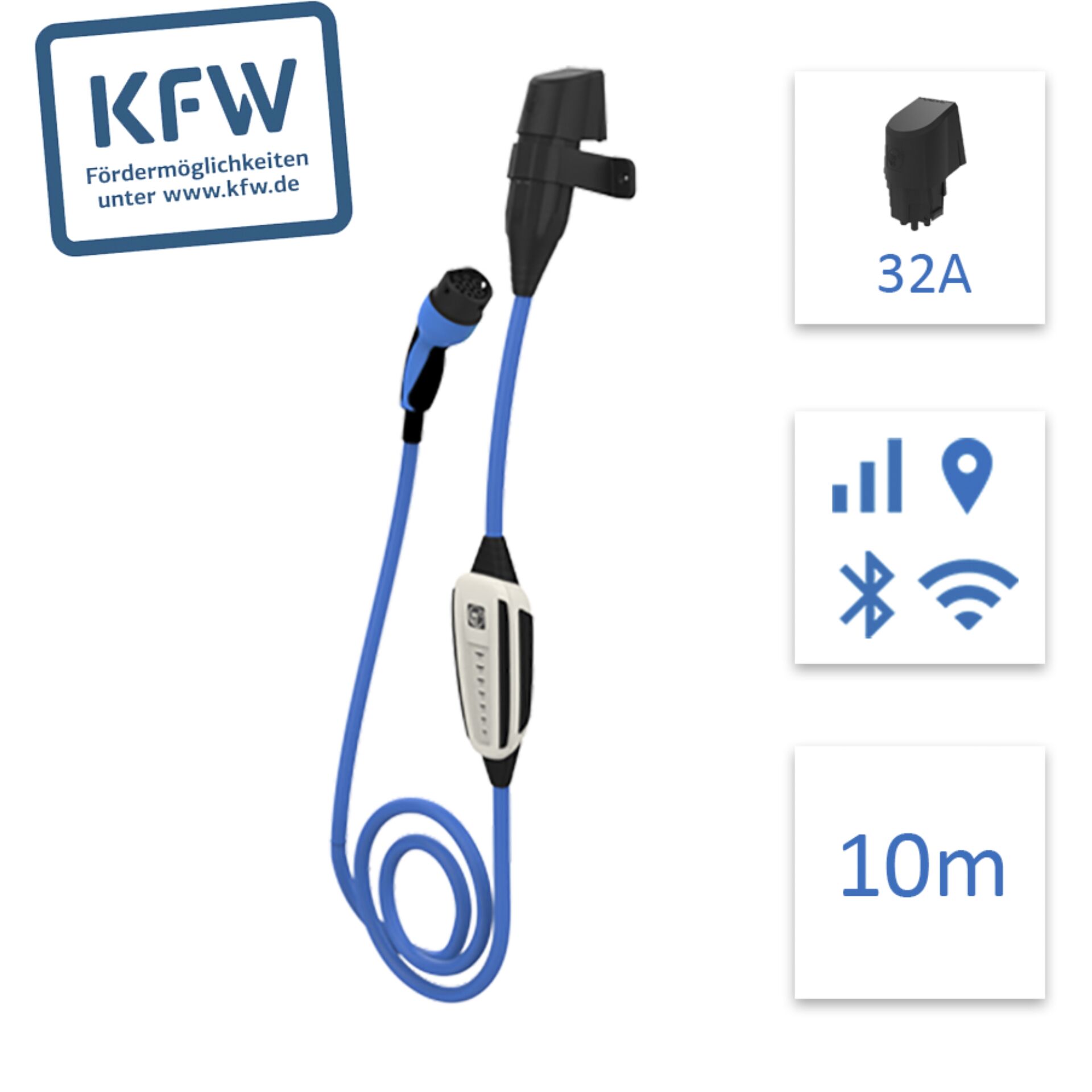 NRGkick KfW Max 10m GSM/GPS/SIM Schutzverriegelung,Wandsteckd32A