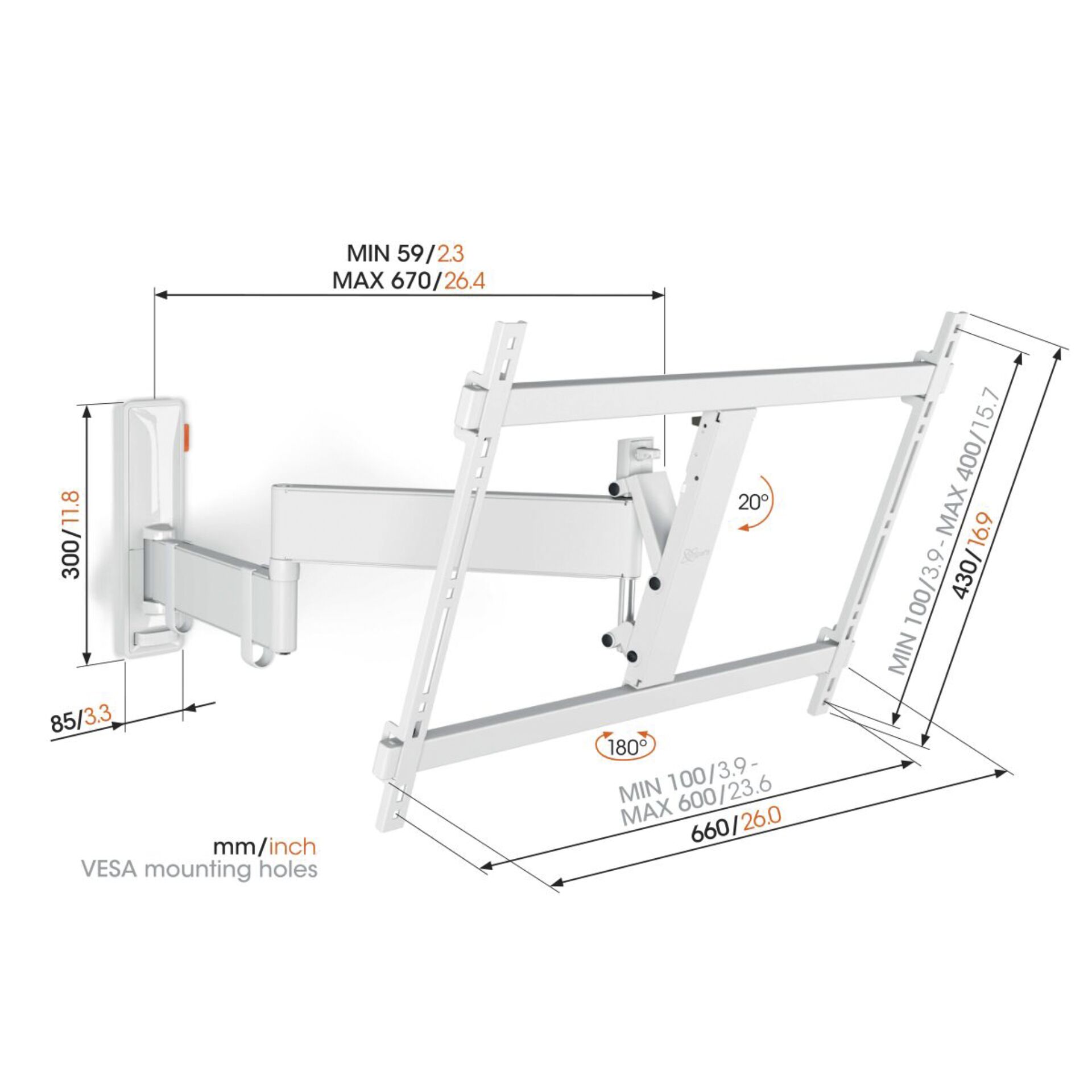 Vogels COMFORT TVM 3645 weiß Full Motion+ Large Wandhalterung 701129_06