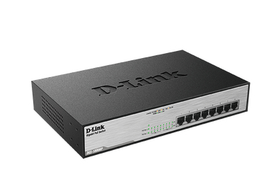 D-Link DGS-1008MP Unmanaged network switch Gigabit Ethernet (10/100/1000) Energie Über Ethernet (PoE) Unterstützung 1U Schwarz Netzwerk-Switch