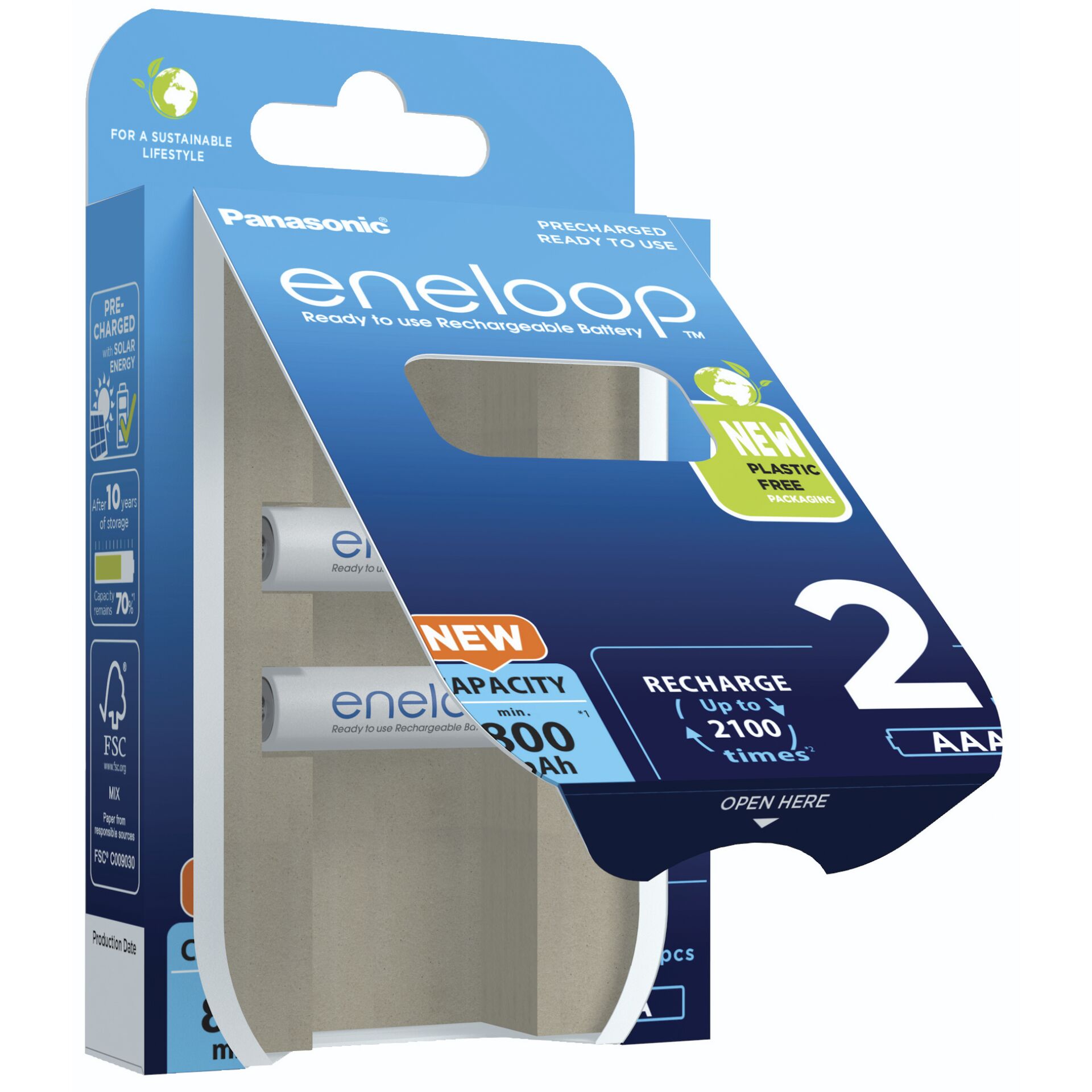 1x2 Panasonic Eneloop Micro AAA 800mAh Ni-MH        BK-4MCDE/2BE