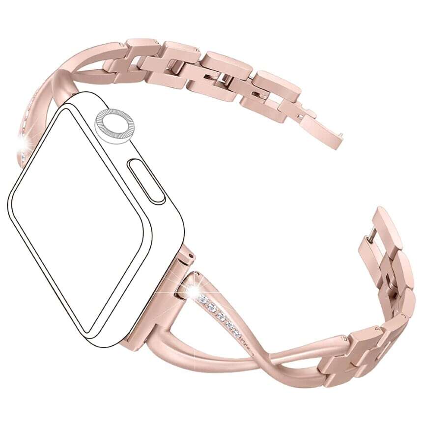 topp - Armband Apple Watch 38/40 mm, Metal Crystals, rosegold