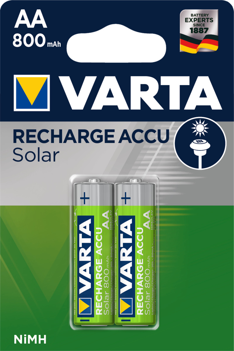 VARTA Solar Akku AA LR6 Mignon 2er 800 mAh 100000024082H