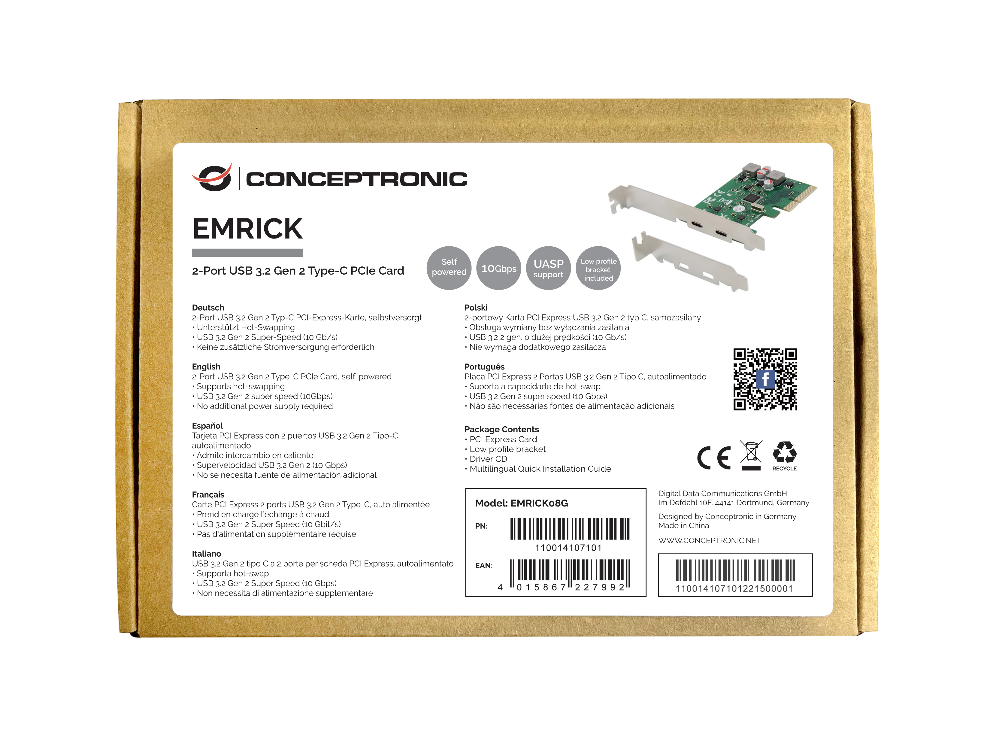 Conceptronic EMRICK08G 2-Port USB 3.2 Gen 2 Typ-C PCIe 99600577_8869556522