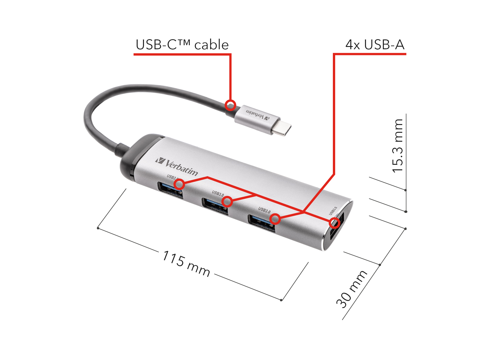Verbatim USB-C Multiport-Hub 4-Port USB 3.2 Gen 1
