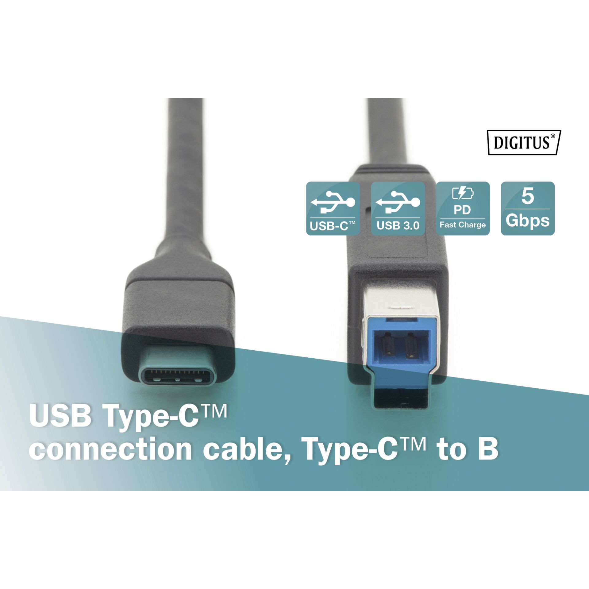 DIGITUS USB Type-C Kabel Type-C auf B