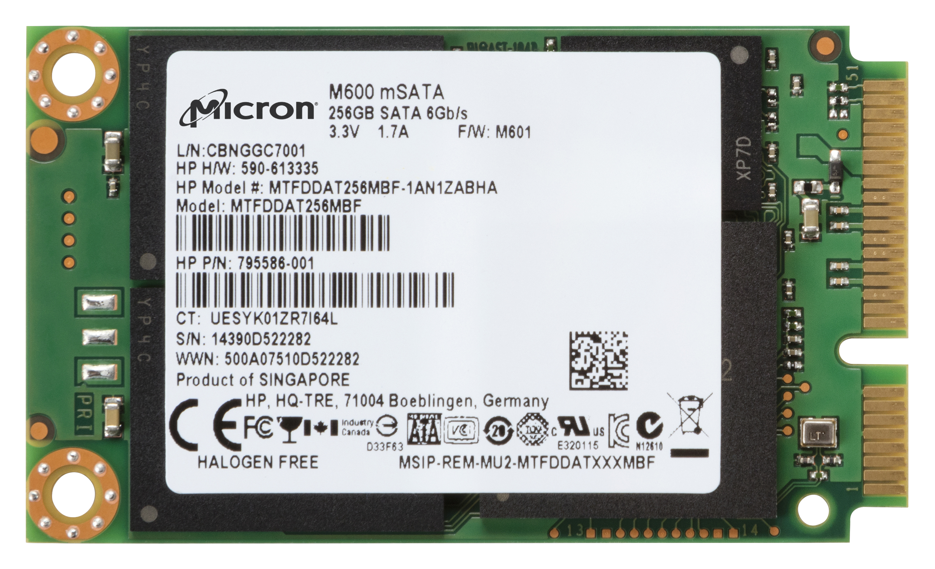 HP Micron M550 Solid-State-Laufwerk, 256 GB, mSATA-3