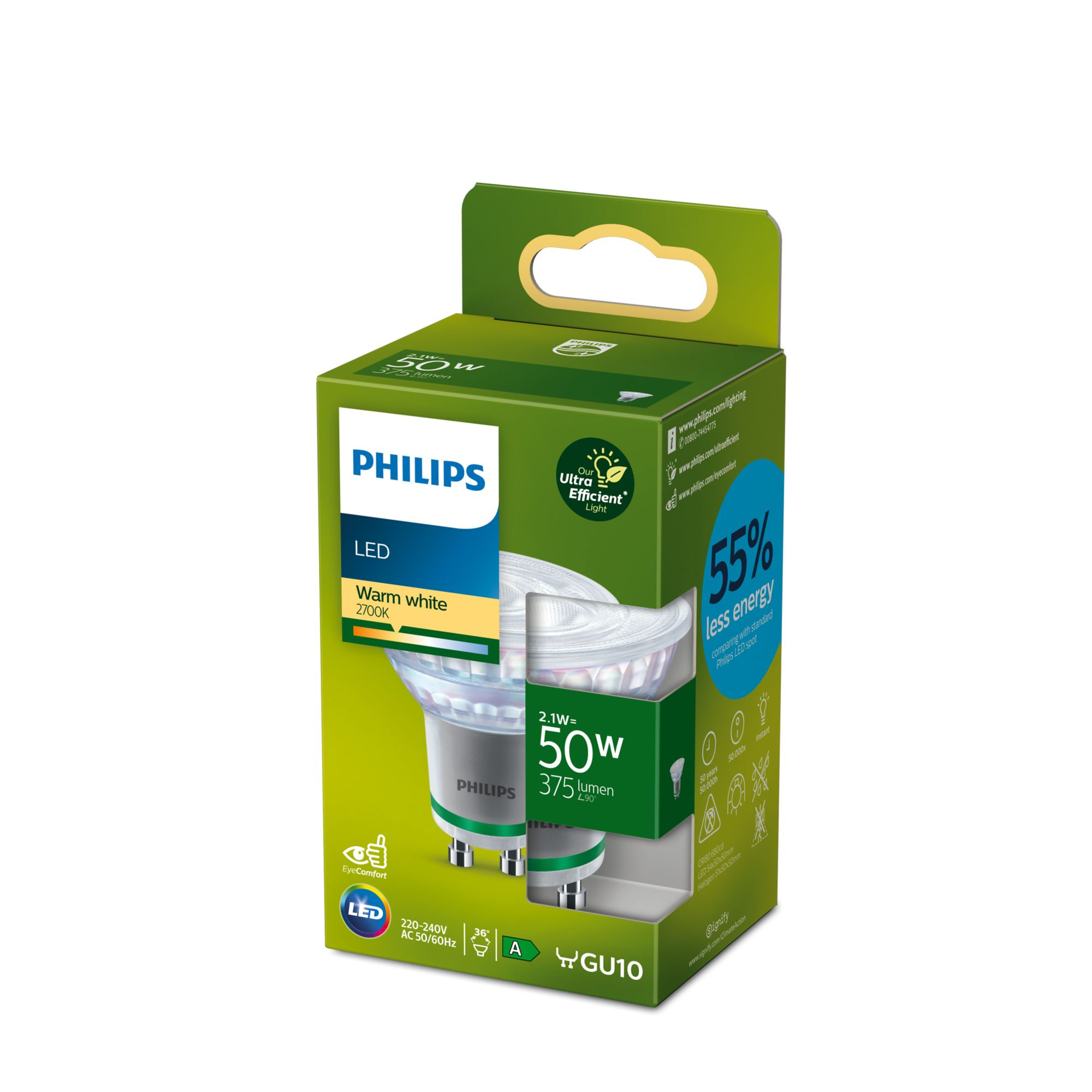 Philips Classic LED-A-Label Lampe 50W GU10 warmweiß non-dim 8123da356cb626870a98fa243fd433306b7f30ac
